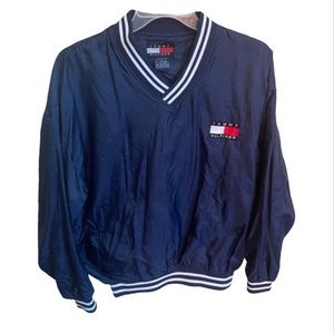 a navy blue and Tommy Hilfiger